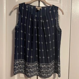 NWOT Loft sleeveless shirt in navy and white size small petite